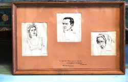 Beck judit ink drawings framed with gift lines marton endre garcia lorca portrait and ladies
