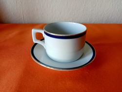 Zsolnay porcelain coffee cup + saucer. Grünwald Mór
