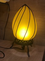 Muránói asztali lámpa csavart fémrácsba fújva, 30 cm magas