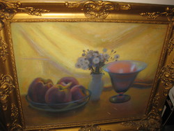 TUNYOGI SZŰCS SÁNDOR (1890 - 1974) Asztali csendélet almákkal virágokkal
