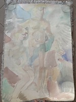 László Vinkler (1912-1980) - male nude watercolor 85 cm x 60 cm