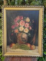 Karvith c (?): Roses in a vase 73x58cm