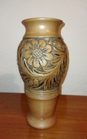 Large ceramic vase with engraved floral pattern 30cm