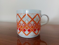 Retro lowland porcelain mug with checkered cube pattern tea cup