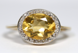 Gerry Weber 14 kr.arany gyűrű gyémántokkal-citrinnel