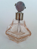 Régi kölnis halvány rózsaszín vintage parfümös üveg