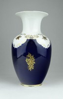 0X983 Aranyozott kobaltkék porcelán váza 18.5 cm