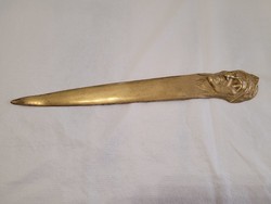 Tűzaranyozott bronz levélbontó Dante Alighieri arcképével