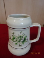 Hollóház porcelain jug, green flower pattern, height 15.5 cm. He has! Jókai.