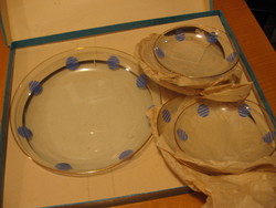 Retro art deco Salgótarjáni üveg kompótos készlet eredeti dobozában