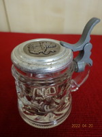 Lead crystal beer mug with zinc lid, height 6.5 cm. He has! Jókai.