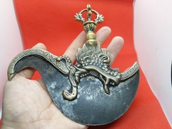 Silver-plated bronze Tibetan kartika, Buddhist ritual peeler