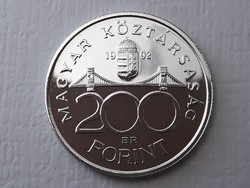 Silver 200 forint 1992 coin - very beautiful Hungarian 200 ft Hungarian national bank coin