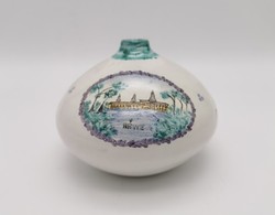 Retro vase, sphere, Hungarian handicraft ceramics, thermal water, 12 cm x 15 cm