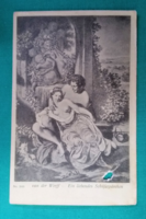 Antik postatiszta fekete- fehér képeslap ,sérült, " Mitológiai jelenet"