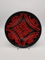 Retro bowl, plate, Hungarian handicraft ceramics, 28.5 cm
