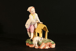 Antik Höchst Porcelán Figura 14x10x18cm Hibátlan