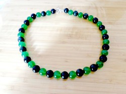 Jade and onyx premium mineral necklace with 925 silver clasp