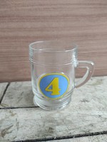 4-es számú üveg bögre, retro óvodás jeles csésze ovis gyerek pohár