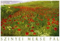 Pine field in Szinyei merse poppy field 1902 art poster, pictures by classic Hungarian painters