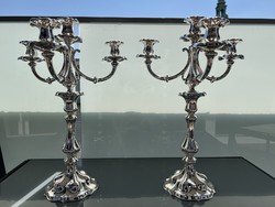 56T. From HUF 1! Pair of antique 13 lat silver (2225 gr) candelabra, freshly polished, flawless!
