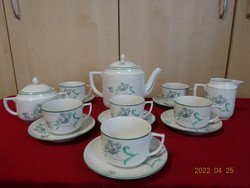 Zsolnay porcelán teáskészlet, antik, zöld szegélyes, 15 darabos. Vanneki! Jókai.