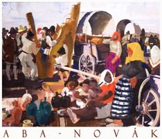 Aba-novák vilmos Szekler castle 1935, art poster, Transylvania life picture market carts jug children