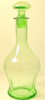Antik uránzöld, bordázott üveg butella a múlt század elejéről