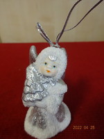 Karácsonyi angyalka fenyővel, magassága 6,5 cm. Vanneki! Jókai.