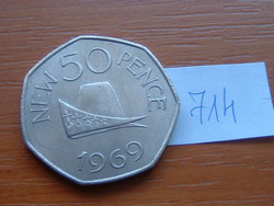 Guernsey 50 pence 1969 copper-nickel, (princely hat) # 714