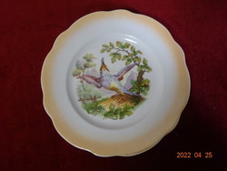 Zsolnay porcelán süteményes tányér, antik, madaras, átmérője 17,5 cm. 