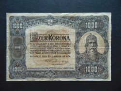 1000 korona 1920 B 17 nagy méretű bankjegy