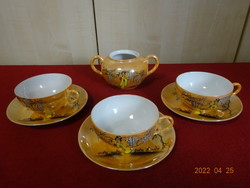 Japanese porcelain tea set for three people. Yellow dress with geisha. He has! Jókai.