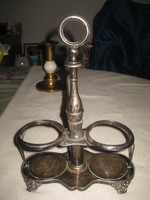 Antique, oil - vinegar holder, silver - plated, monogrammed, 20 x 28 cm