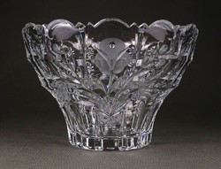 1I591 Large Polished Floral Glass Table Middle Serving Bowl 12 x 17.5 Cm