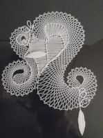Picture - lace - 14 x 10 cm - marked - Czechoslovak - 24 x 22 cm - flawless