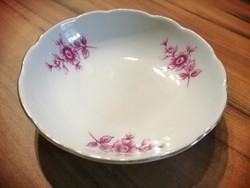 Hollóházi porcelán tálka virágmintás dekorral