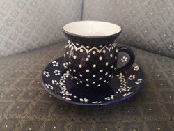 Bella sari glazed ceramic cup (mug) and small plate, breakfast set