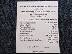 Kossuth Zsuzsanna születésének 200. évfordulójára ezüst 10000 Ft 2017 tanúsítván (id58795)