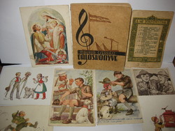 8 pcs !! Original scout irredenta marton l. Postcard, c is the songbook of the Hungarian scout, invitation card
