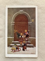 Régi Karácsonyi képeslap, lap - Biczó András