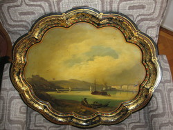Decorative antique painted ornament tray with 