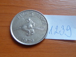 Guernsey 5 new pence 1979 lily, copper-nickel # 1239