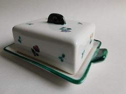 Gmunden (gmundner ceramics) butter holder with streublumen (alpine flowers) pattern