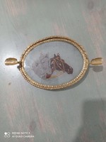 Gobelin lovas tüz aranyozott hamú tál