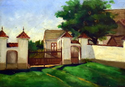 Sándor Budai (1891 - 1973): porta of a rural mansion in the summer sun