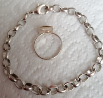 Marked silver i bracelet with Italian stone ring