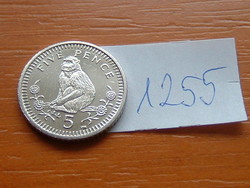 GIBRALTÁR 5 PENCE 2003 AA, Réz-nikkel, Berber makákó, méret: 18 mm #1255