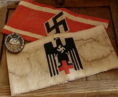 NSDAP náci, horogkeresztes DRK (Deutsches Rotes Kreuz), NSD Studenten-Bund karszalag + sebesülési