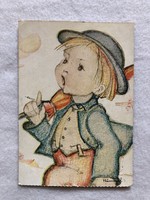 Old m. I. Hummel postcard - the little wanderer nr. 818